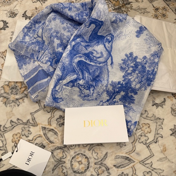 Dior Blue and White Designer Scarf - Picture 2 of 5